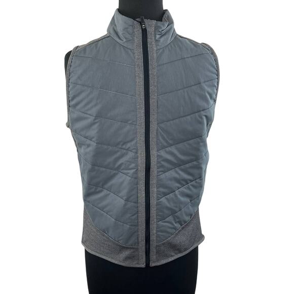 Lucy Jackets & Blazers - LUCY Gray Sleeveless Quilted Front Zip Mock Neck Polyester Puffer Vest M Medium